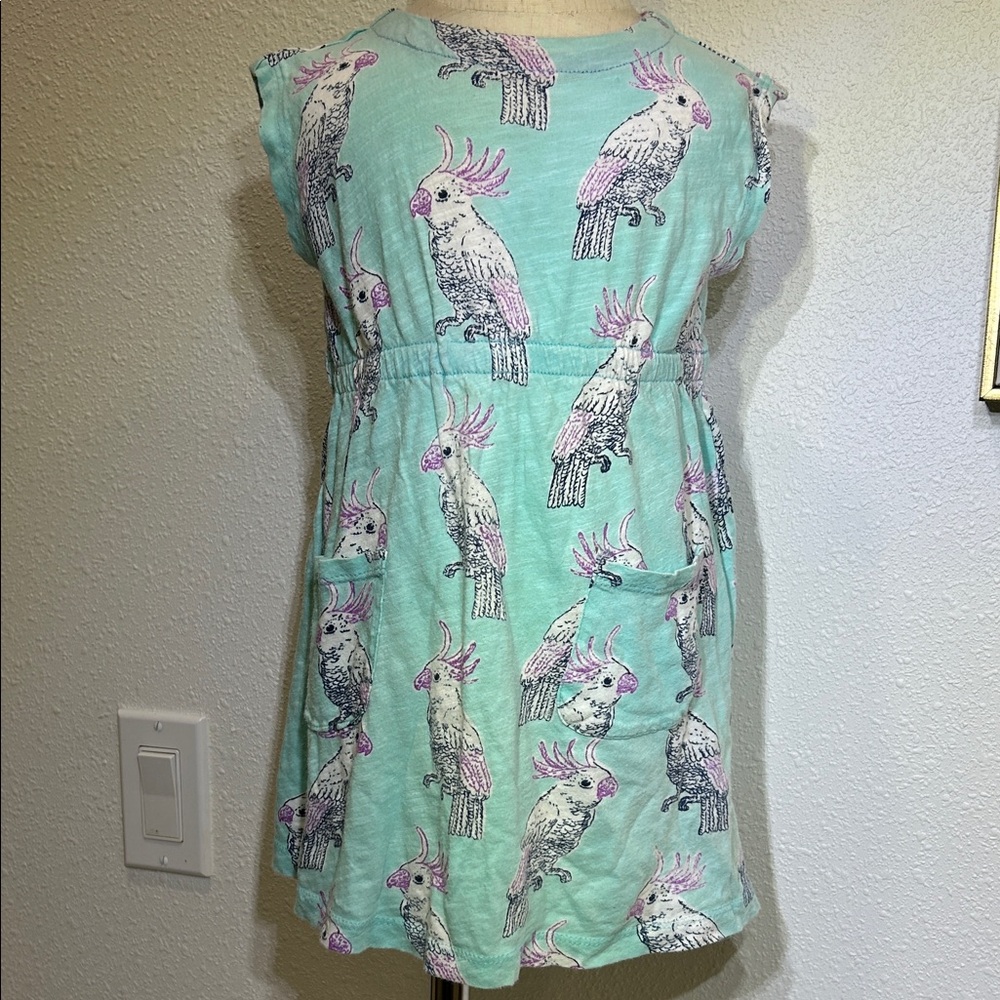 Pink Chicken Sleeveless 💯% Cotton Parrot Graphic Dress |Size 18-24 months